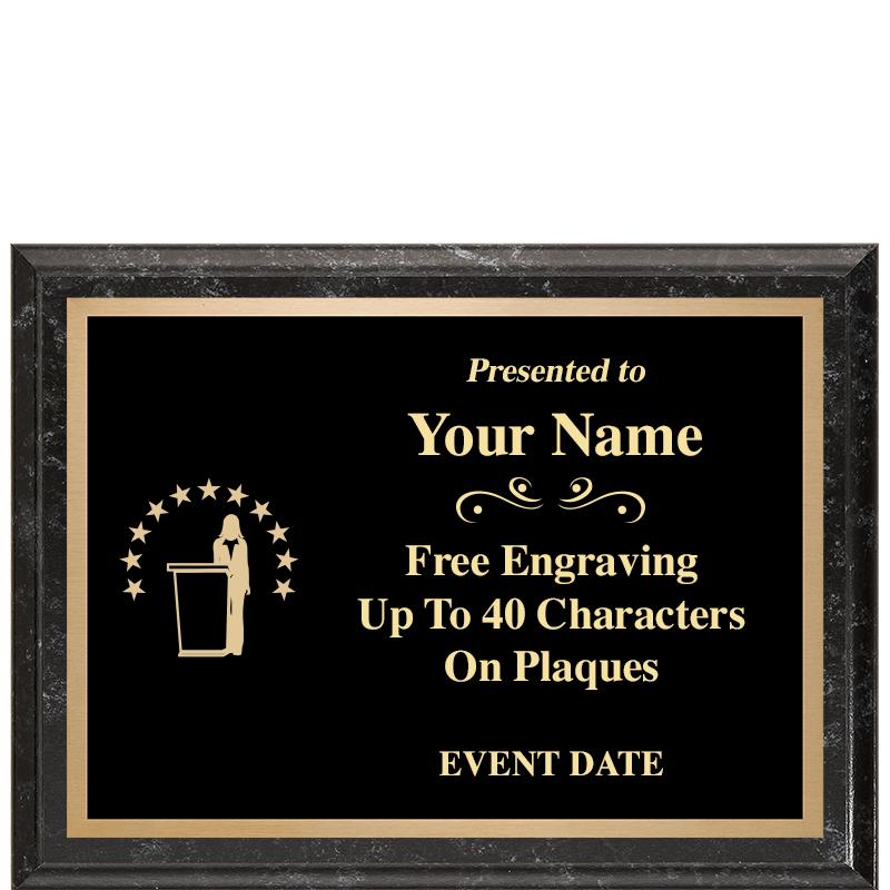 8x6 BLACK MARBLEIZED PLAQUE