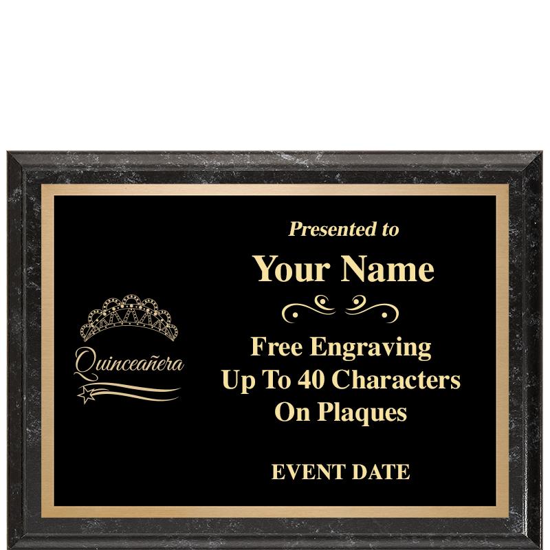 8x6 BLACK MARBLEIZED PLAQUE