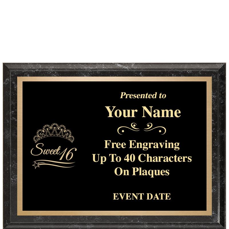 8x6 BLACK MARBLEIZED PLAQUE