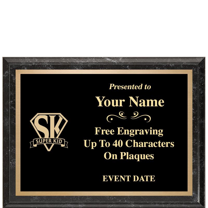 8x6 BLACK MARBLEIZED PLAQUE