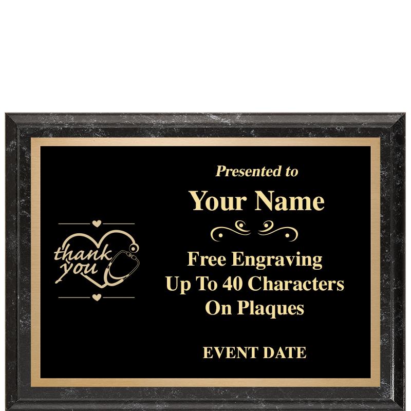 8x6 BLACK MARBLEIZED PLAQUE