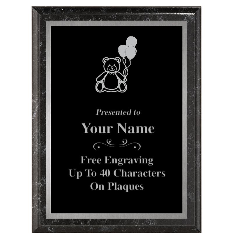 6X8 BLACK MARBLEIZED PLAQUE SV