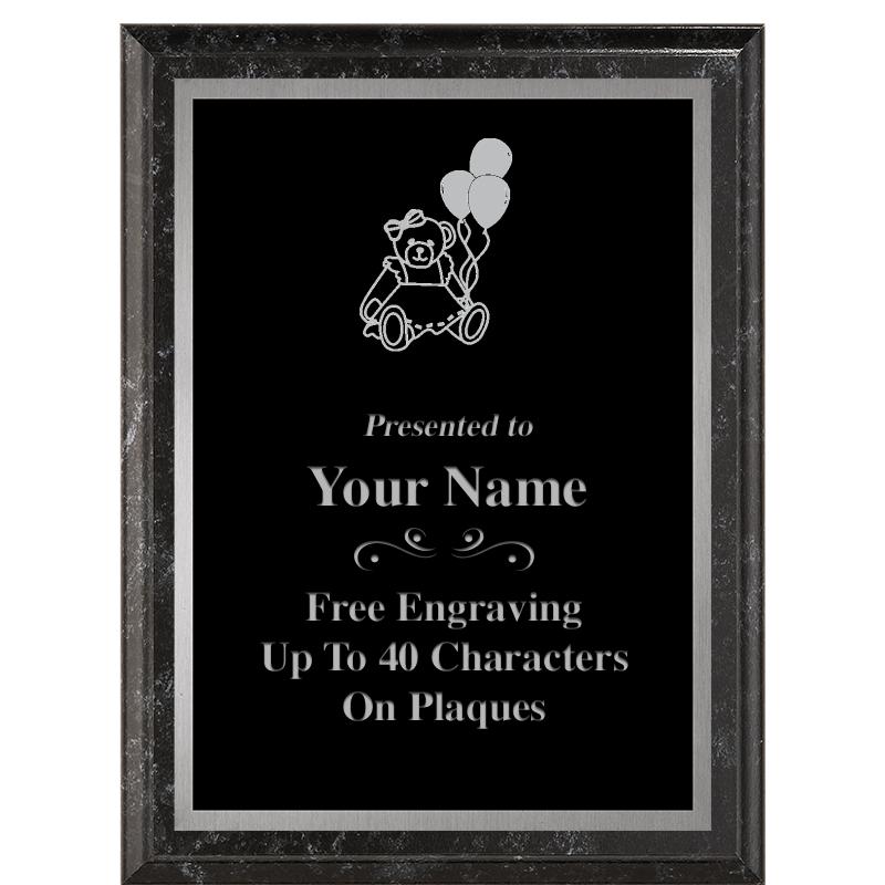6X8 BLACK MARBLEIZED PLAQUE SV