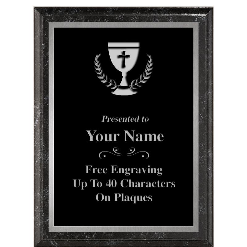 6X8 BLACK MARBLEIZED PLAQUE SV