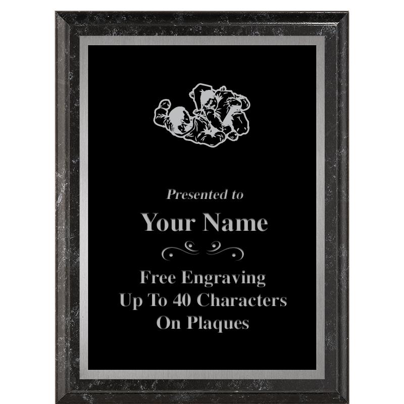 6X8 BLACK MARBLEIZED PLAQUE SV