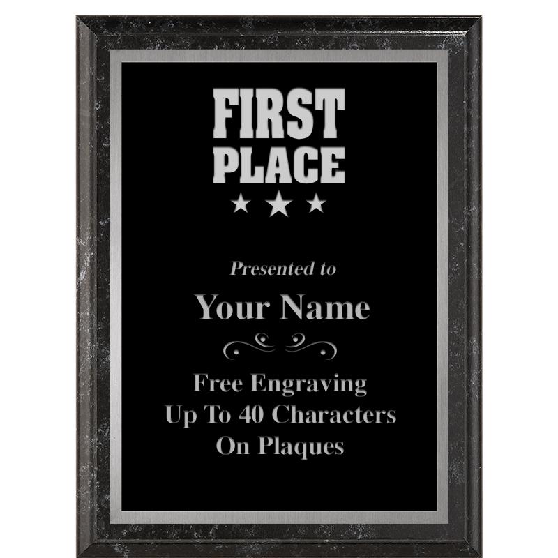 6X8 BLACK MARBLEIZED PLAQUE SV