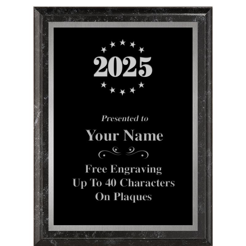 6X8 BLACK MARBLEIZED PLAQUE SV