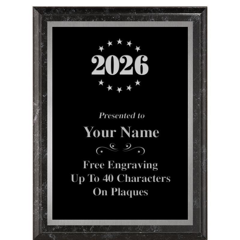 6X8 BLACK MARBLEIZED PLAQUE SV