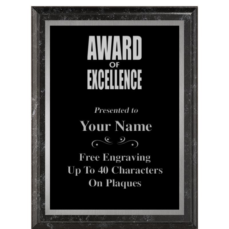 6X8 BLACK MARBLEIZED PLAQUE SV