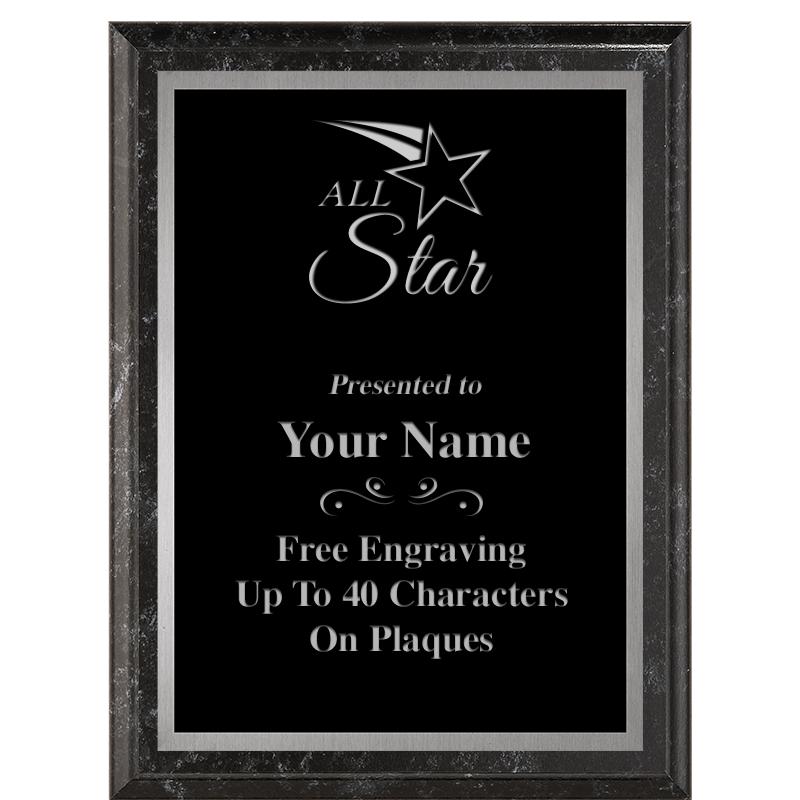 6X8 BLACK MARBLEIZED PLAQUE SV