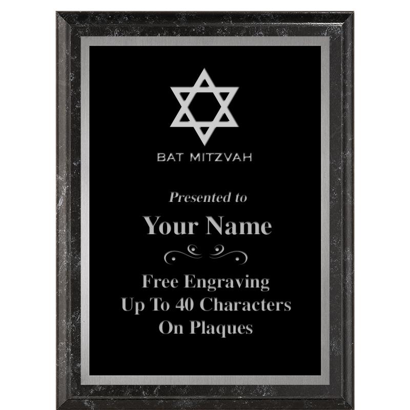 6X8 BLACK MARBLEIZED PLAQUE SV