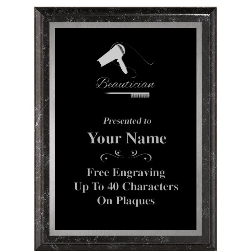 6X8 BLACK MARBLEIZED PLAQUE SV