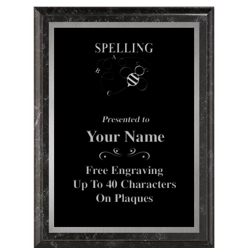 6X8 BLACK MARBLEIZED PLAQUE SV