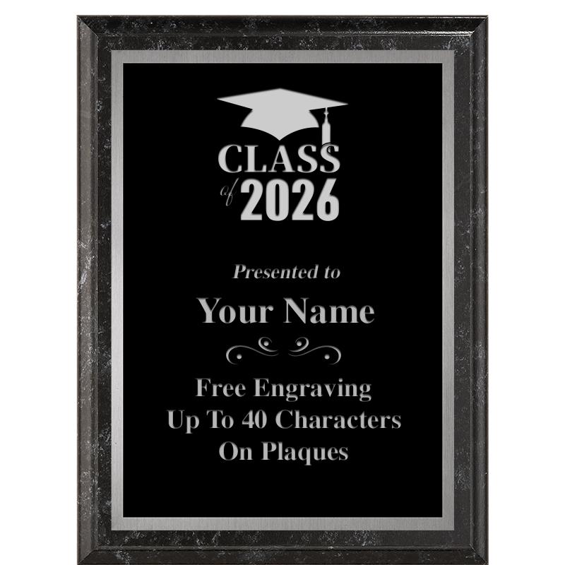 6X8 BLACK MARBLEIZED PLAQUE SV