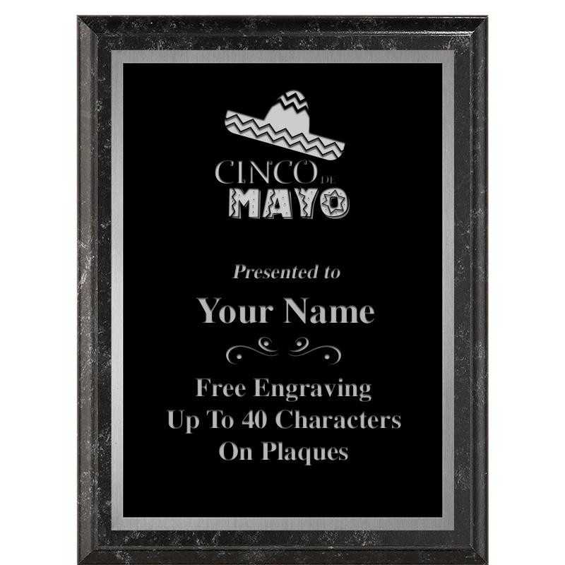 6X8 BLACK MARBLEIZED PLAQUE SV