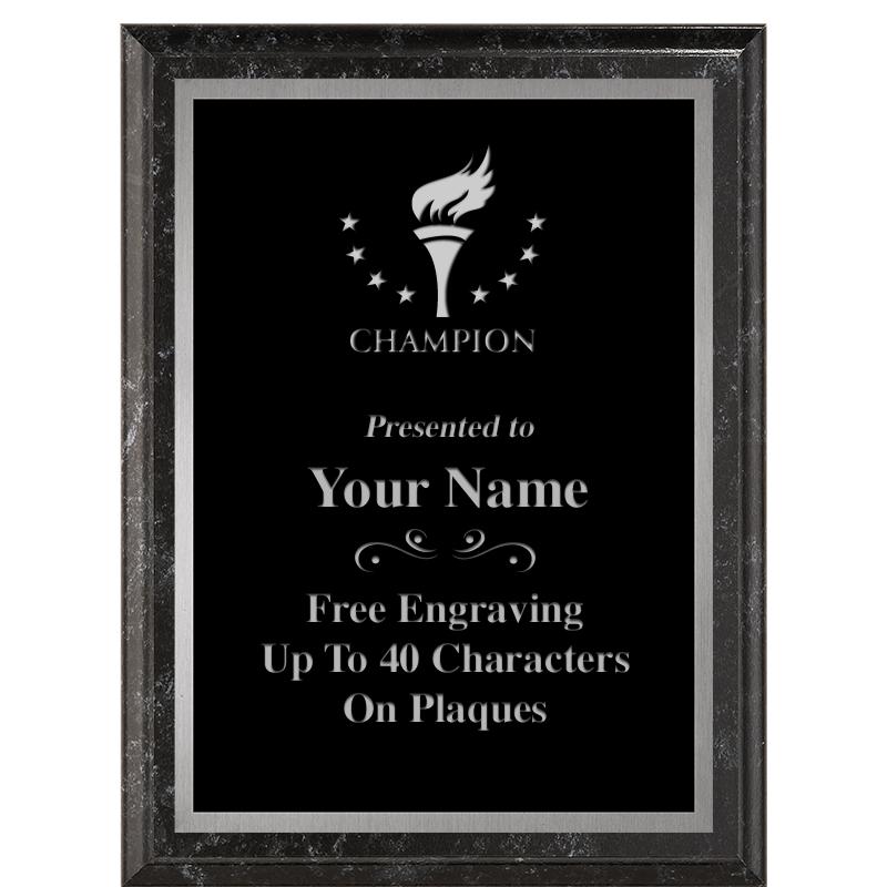 6X8 BLACK MARBLEIZED PLAQUE SV