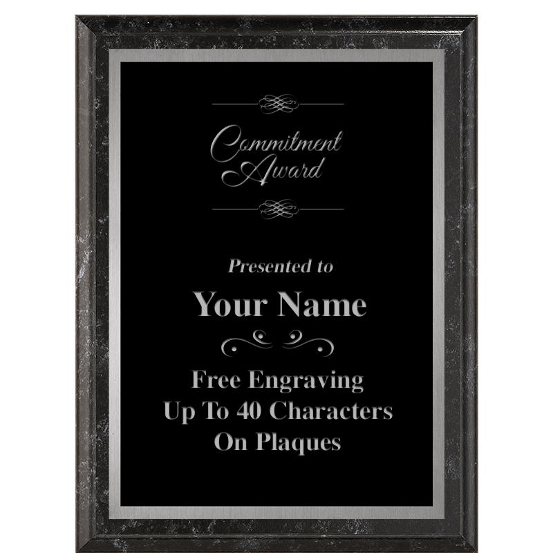 6X8 BLACK MARBLEIZED PLAQUE SV