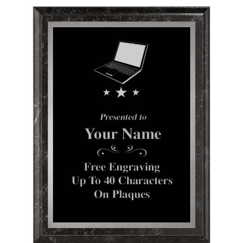 6X8 BLACK MARBLEIZED PLAQUE SV