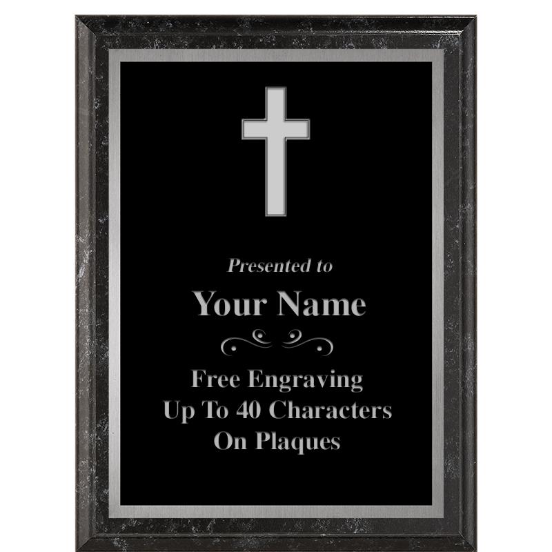 6X8 BLACK MARBLEIZED PLAQUE SV