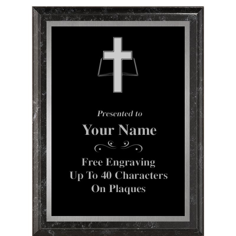 6X8 BLACK MARBLEIZED PLAQUE SV