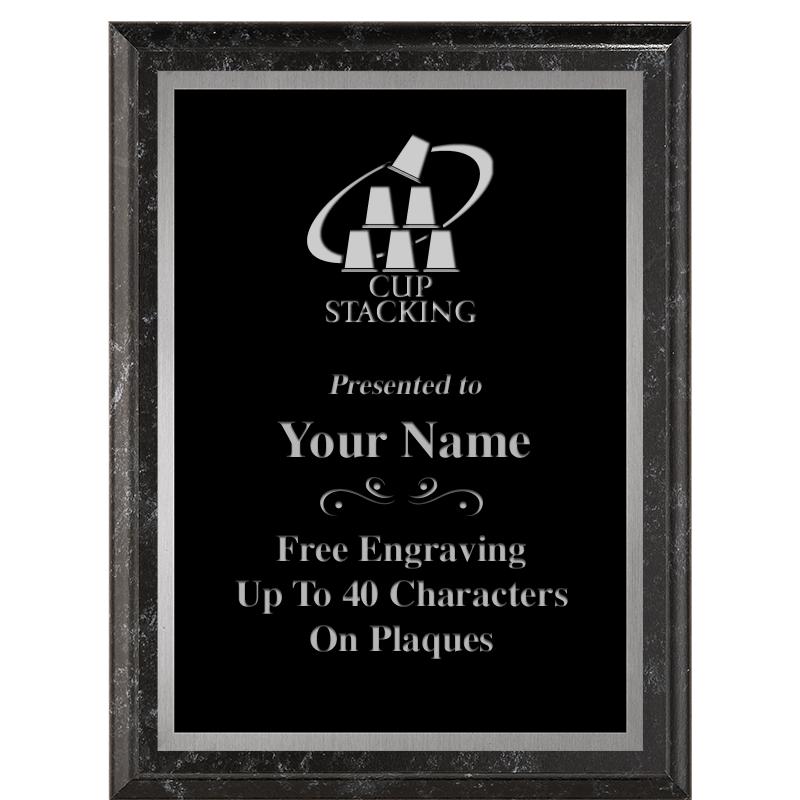 6X8 BLACK MARBLEIZED PLAQUE SV