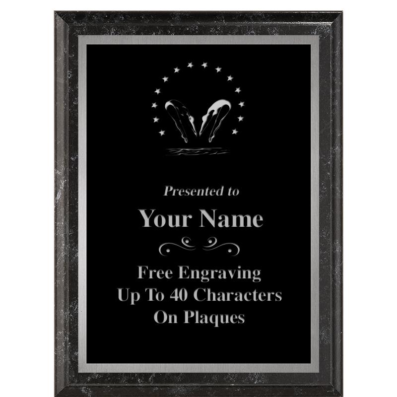 6X8 BLACK MARBLEIZED PLAQUE SV