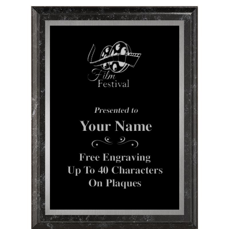 6X8 BLACK MARBLEIZED PLAQUE SV