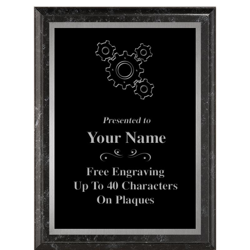 6X8 BLACK MARBLEIZED PLAQUE SV