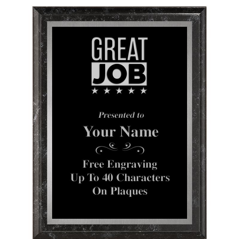 6X8 BLACK MARBLEIZED PLAQUE SV