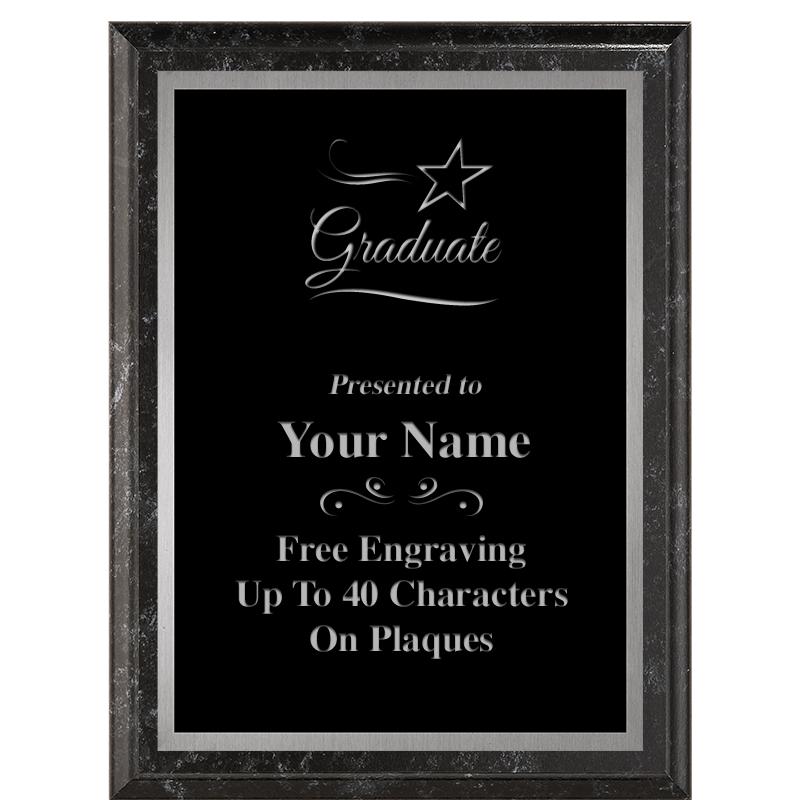 6X8 BLACK MARBLEIZED PLAQUE SV