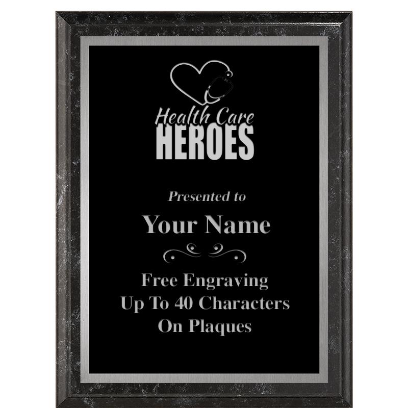 6X8 BLACK MARBLEIZED PLAQUE SV