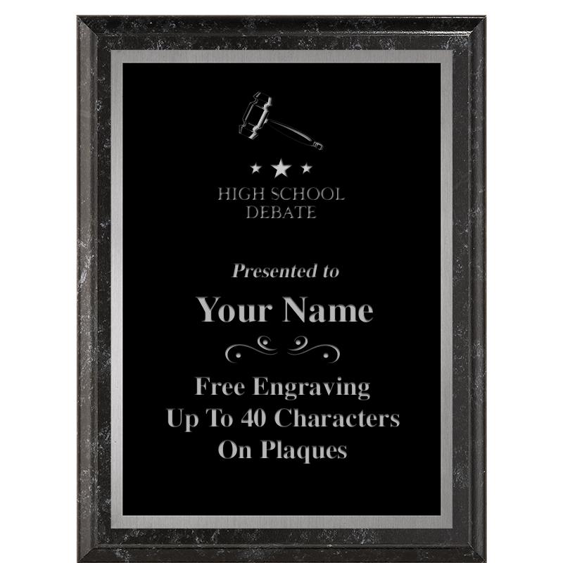 6X8 BLACK MARBLEIZED PLAQUE SV