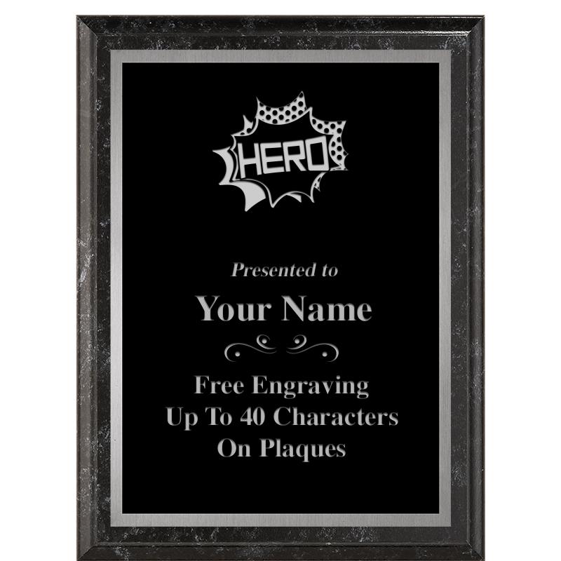 6X8 BLACK MARBLEIZED PLAQUE SV