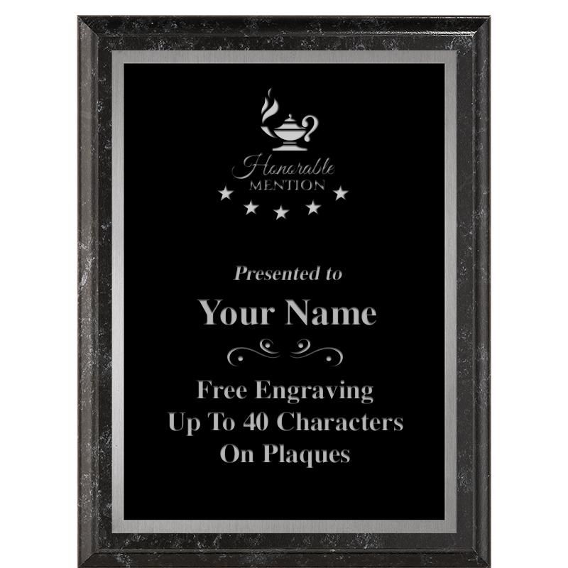 6X8 BLACK MARBLEIZED PLAQUE SV