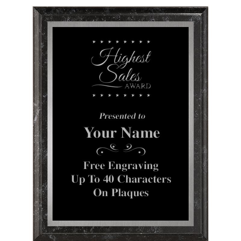 6X8 BLACK MARBLEIZED PLAQUE SV