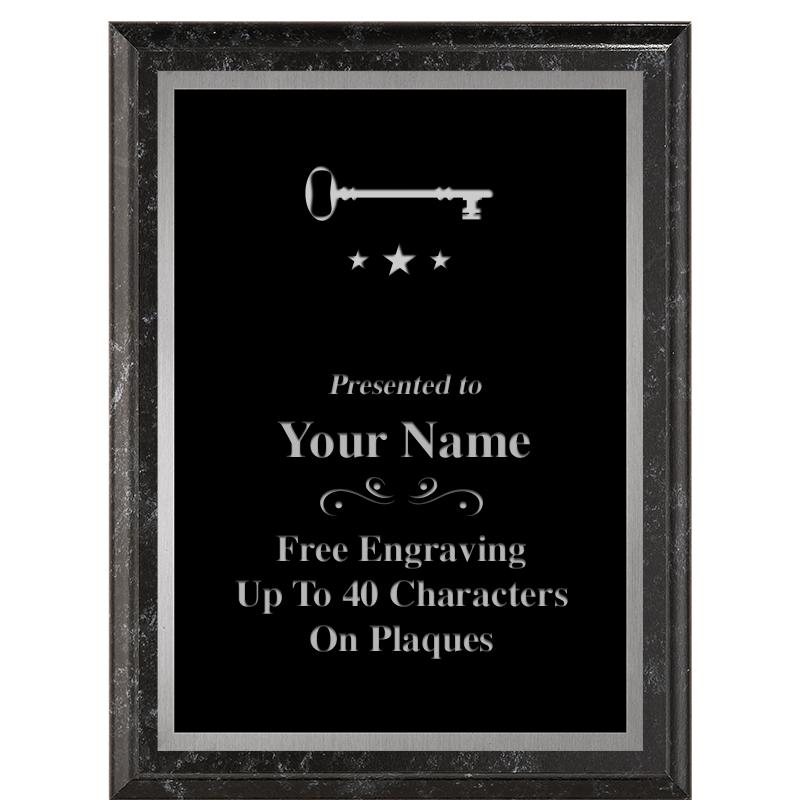 6X8 BLACK MARBLEIZED PLAQUE SV