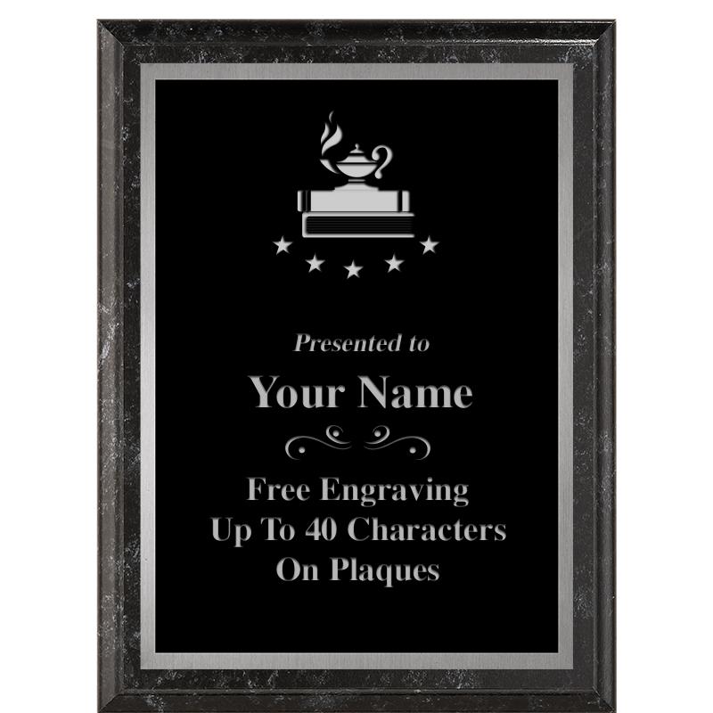 6X8 BLACK MARBLEIZED PLAQUE SV