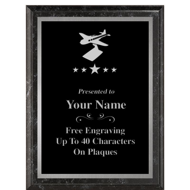 6X8 BLACK MARBLEIZED PLAQUE SV