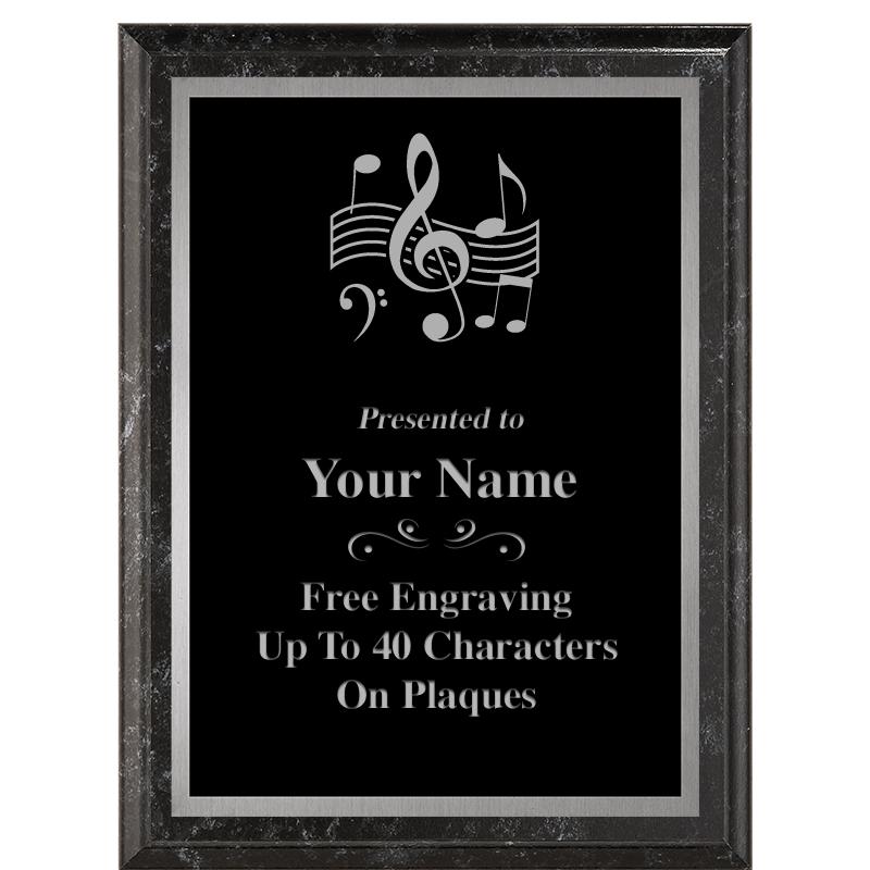 6X8 BLACK MARBLEIZED PLAQUE SV