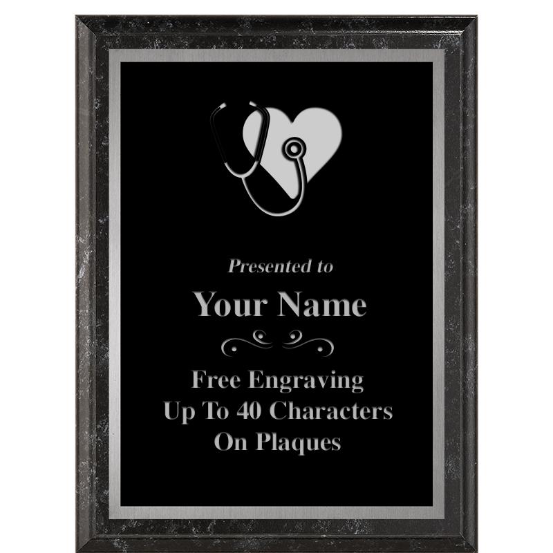 6X8 BLACK MARBLEIZED PLAQUE SV
