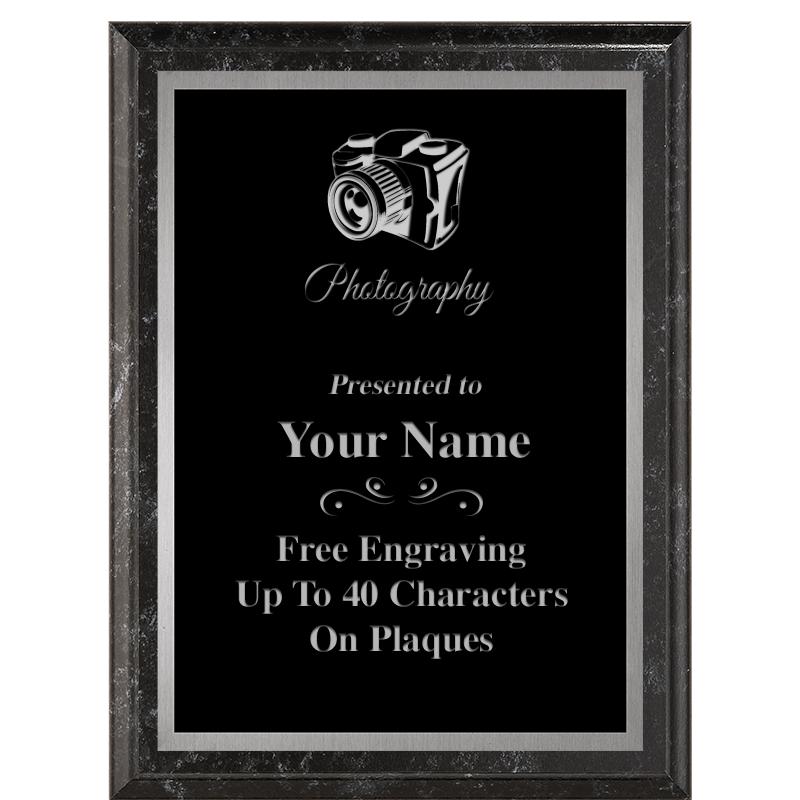 6X8 BLACK MARBLEIZED PLAQUE SV