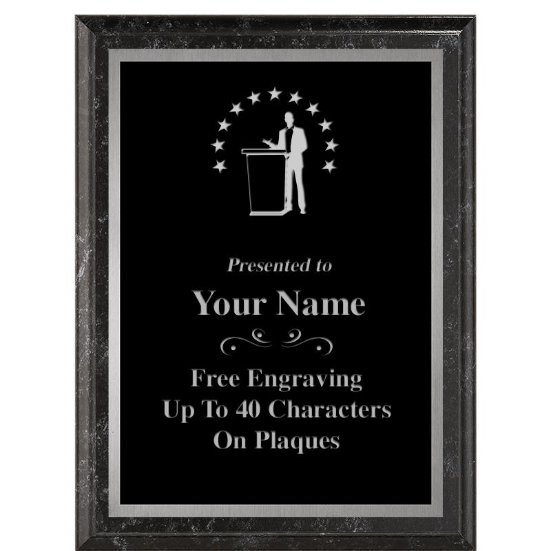 6X8 BLACK MARBLEIZED PLAQUE SV