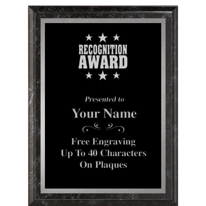 6X8 BLACK MARBLEIZED PLAQUE SV