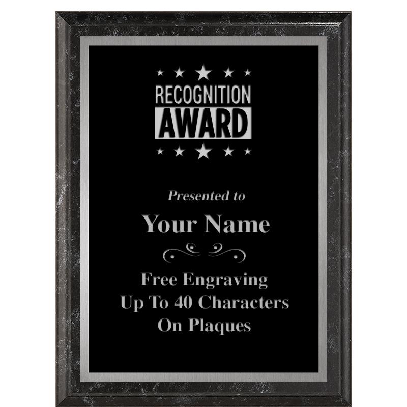 6X8 BLACK MARBLEIZED PLAQUE SV