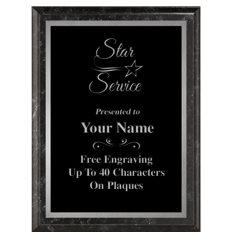 6X8 BLACK MARBLEIZED PLAQUE SV