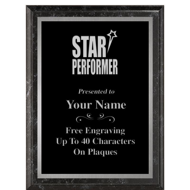 6X8 BLACK MARBLEIZED PLAQUE SV