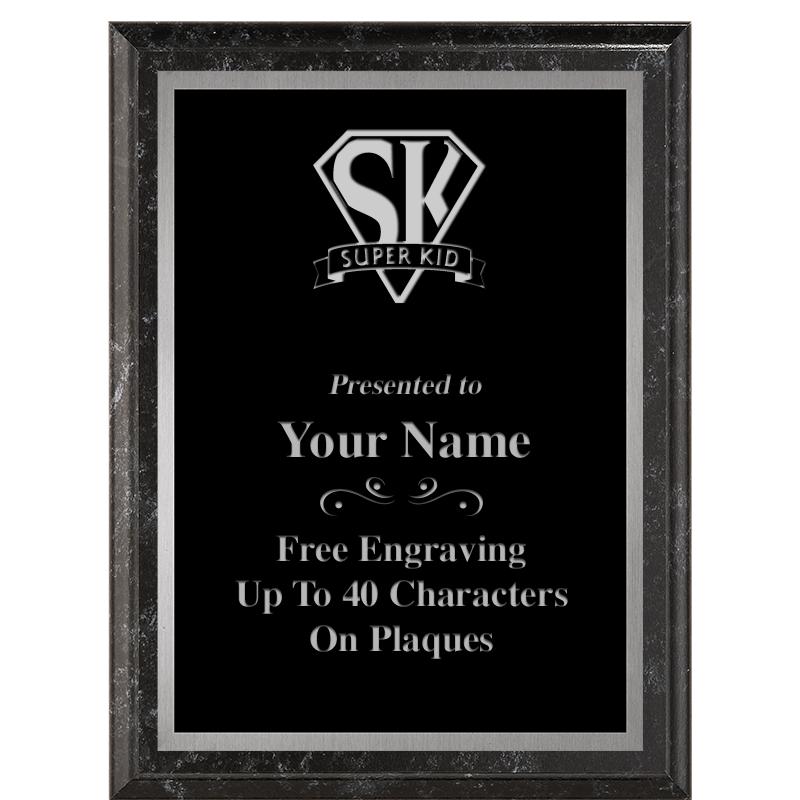 6X8 BLACK MARBLEIZED PLAQUE SV