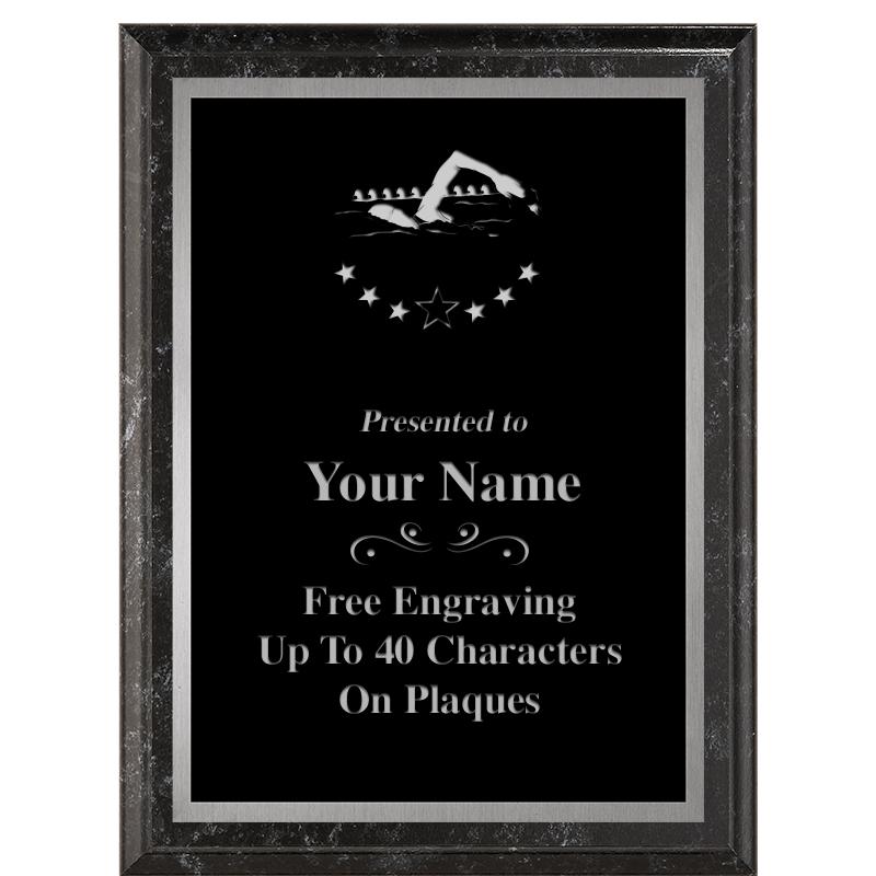 6X8 BLACK MARBLEIZED PLAQUE SV