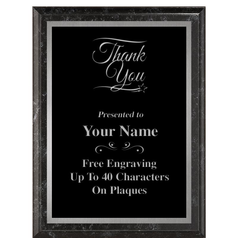 6X8 BLACK MARBLEIZED PLAQUE SV