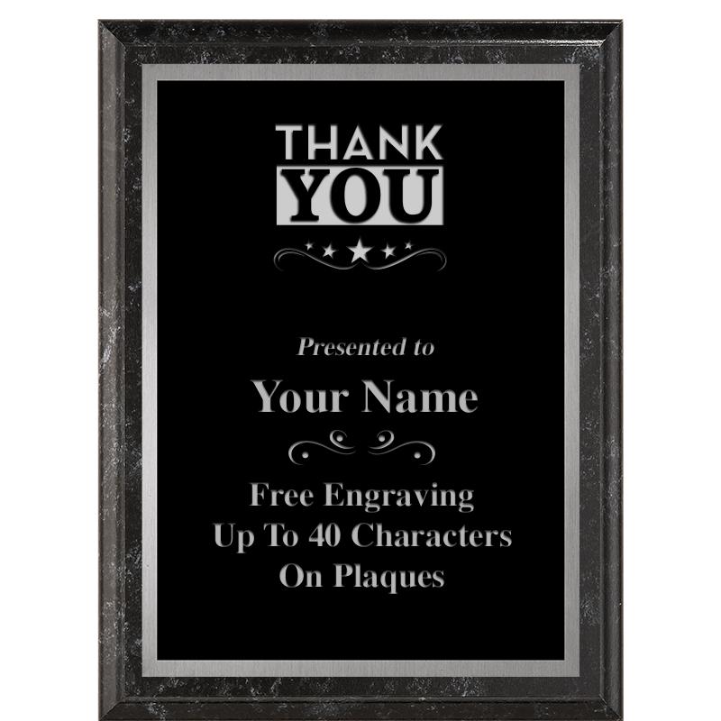 6X8 BLACK MARBLEIZED PLAQUE SV